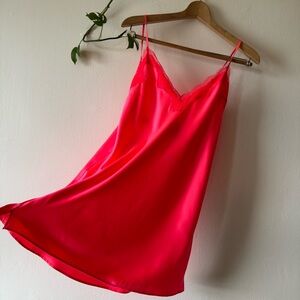Victoria's Secret Hot Pink Satin Slip Dress Size S
